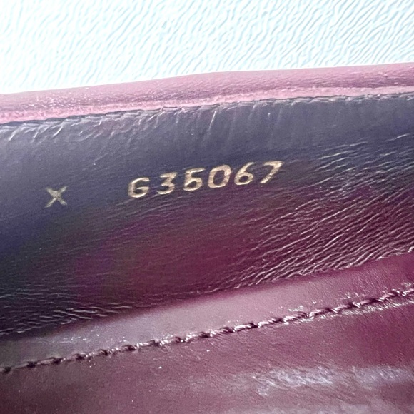 CHANEL | CC Interlocking Logo Gold Chain Burgundy Leather Loafers Moccasin 37.5 - Picture 13 of 16